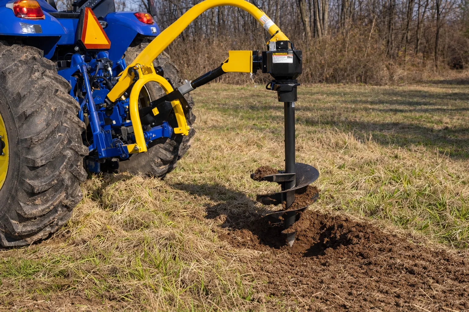Post Hole Digger in Operation on Australian Farm