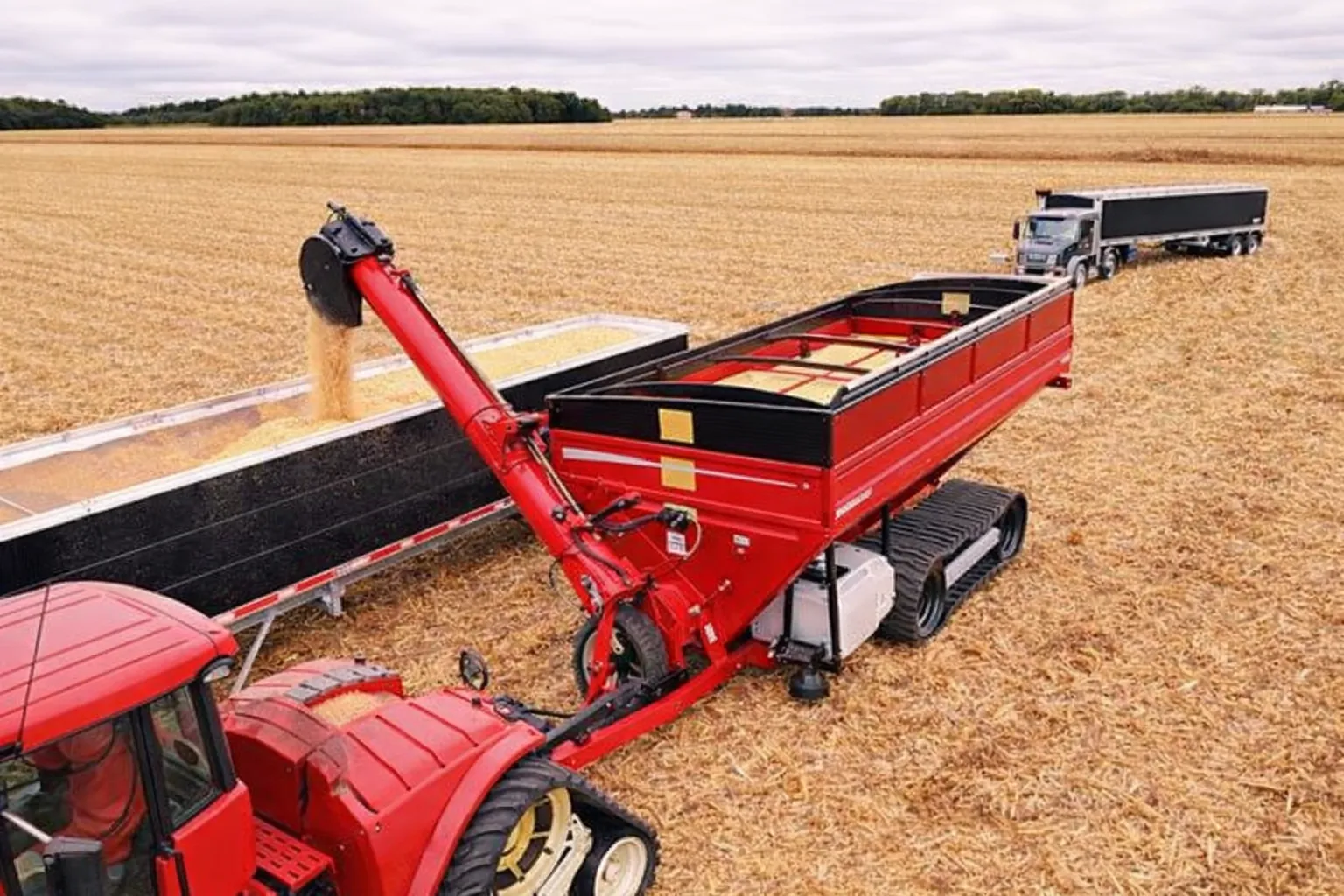 Grain auger powered by PTO shaft during Australian harvest