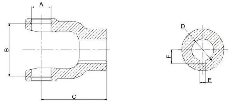 Plain bore yoke specification drawing