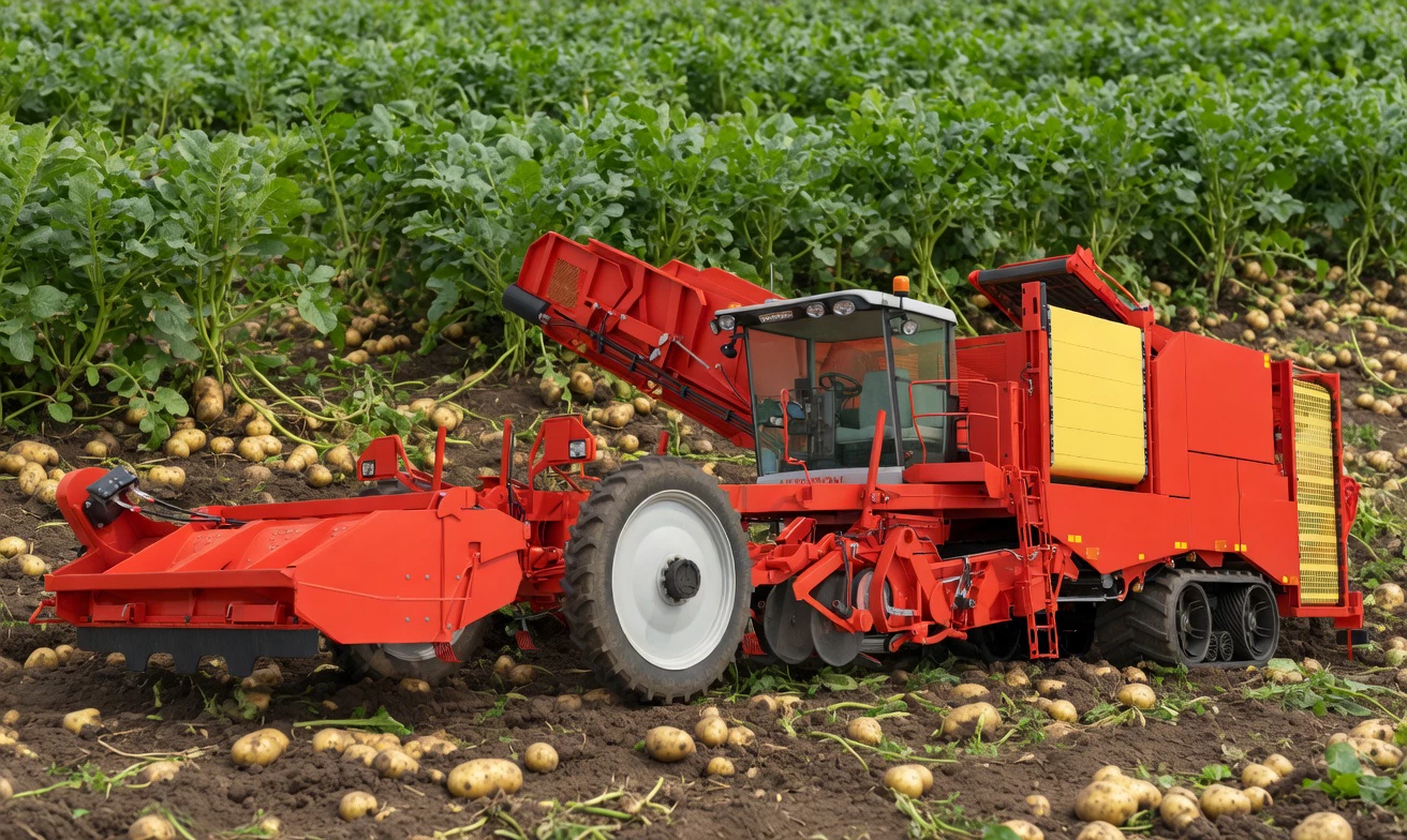 Potato harvester operating in Australian field