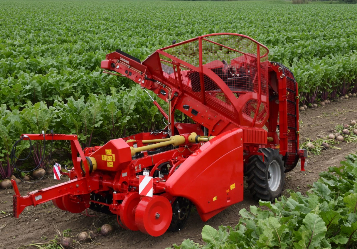 Sugar beet harvester in Australian farmland