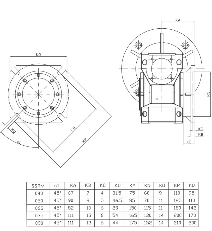 SSRV-090 output flange dimension reference drawing