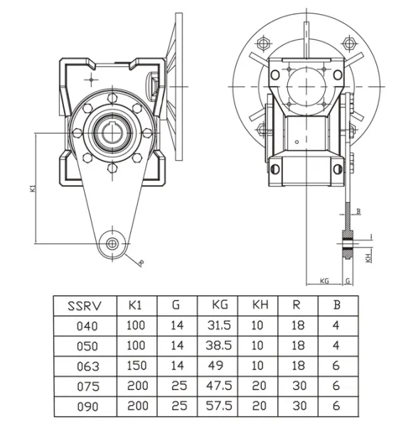 SSRV-090 304 stainless steel torque arm assembly dimensions