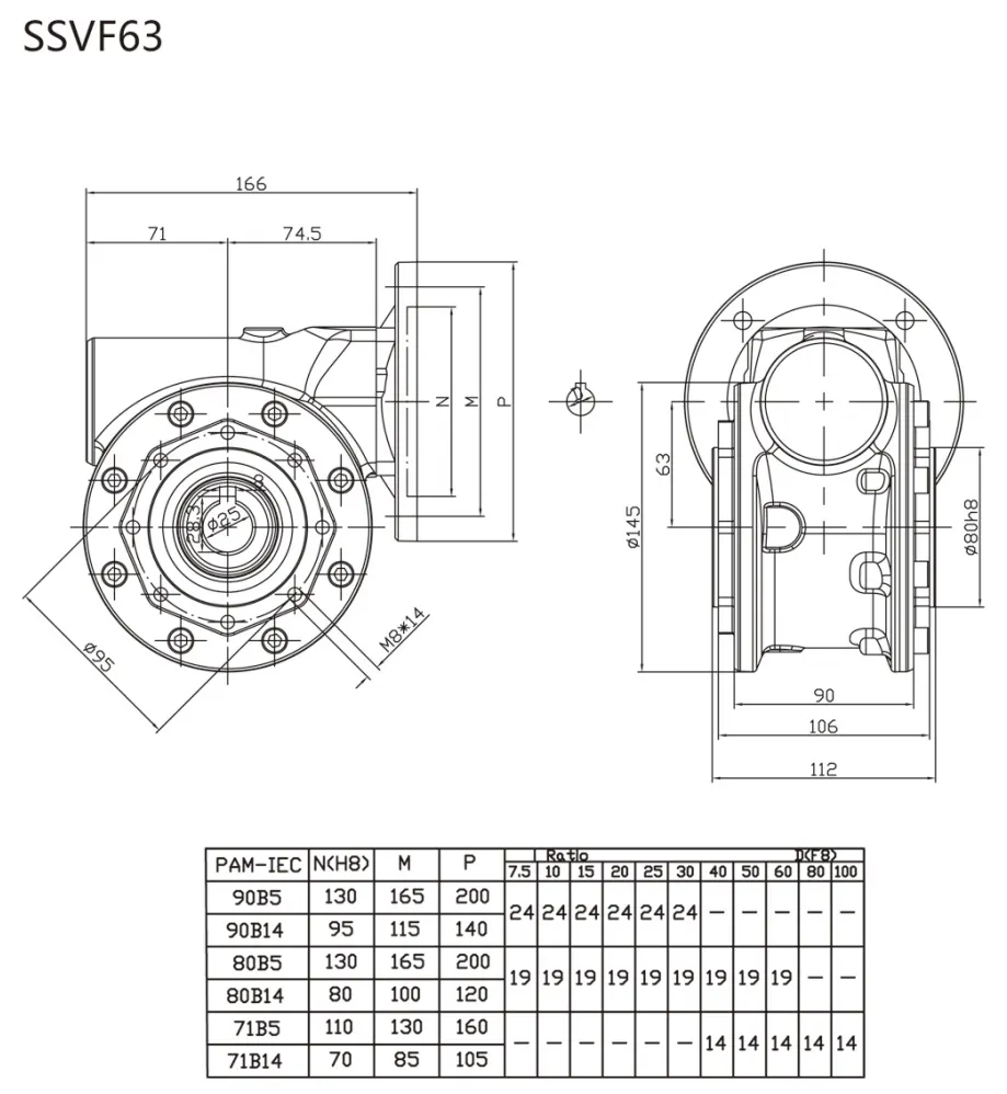 Comparison of SSVF-063 against cast iron gearboxes