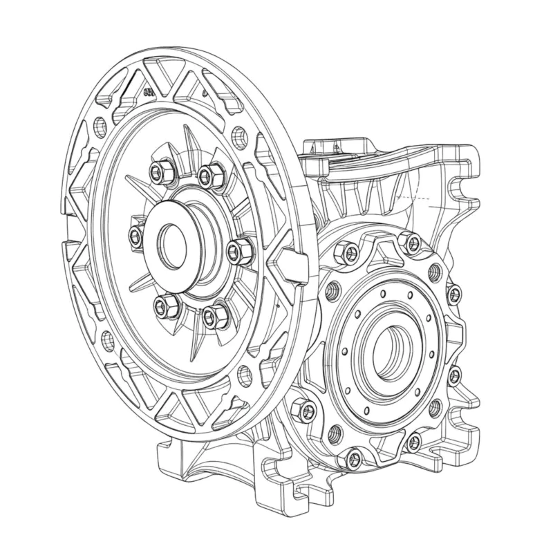 SSRV-090 technical cross-section drawing showing internal worm gear assembly and stainless steel construction