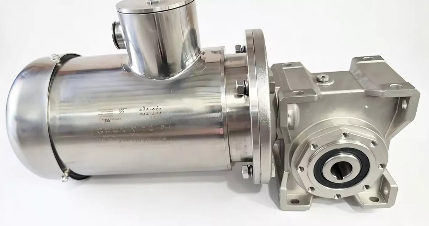 Stainless steel worm reducer with motor assembly