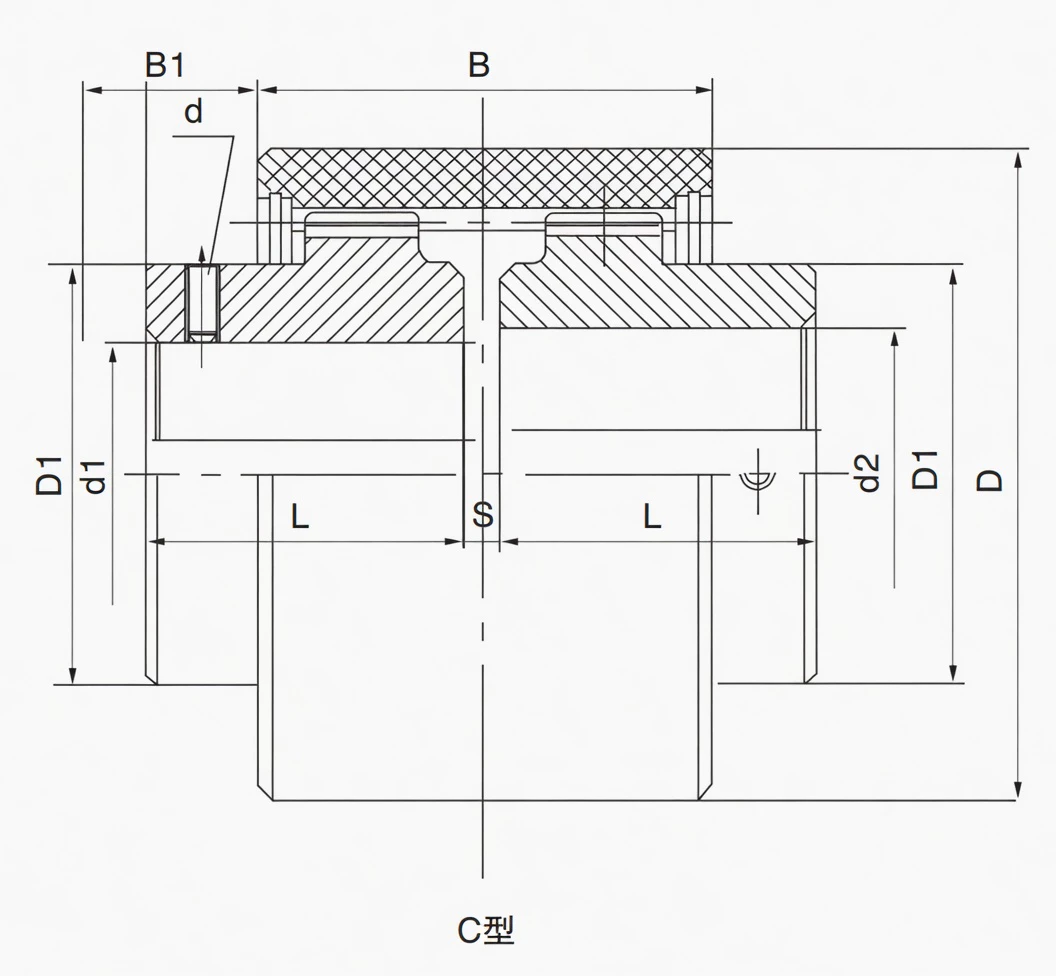 C type TGL drum shape gear coupling specification diagram