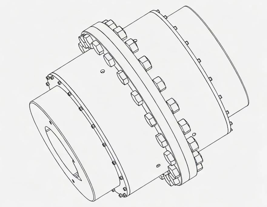GICL drum shape gear coupling cross section and tooth profile detail