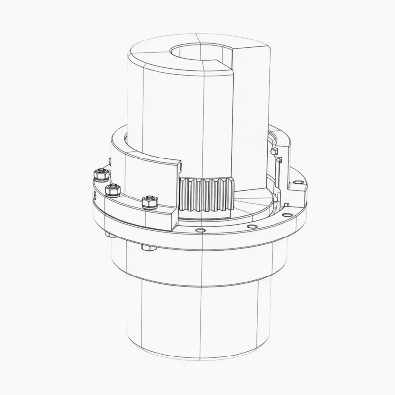 GIICL drum shape gear coupling — complete assembled unit showing crowned tooth gear mesh design
