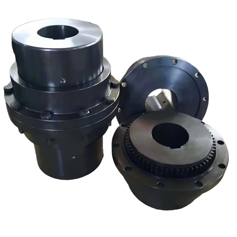 GIICL drum shape gear coupling assembled view showing sleeve hub and bolt flange configuration