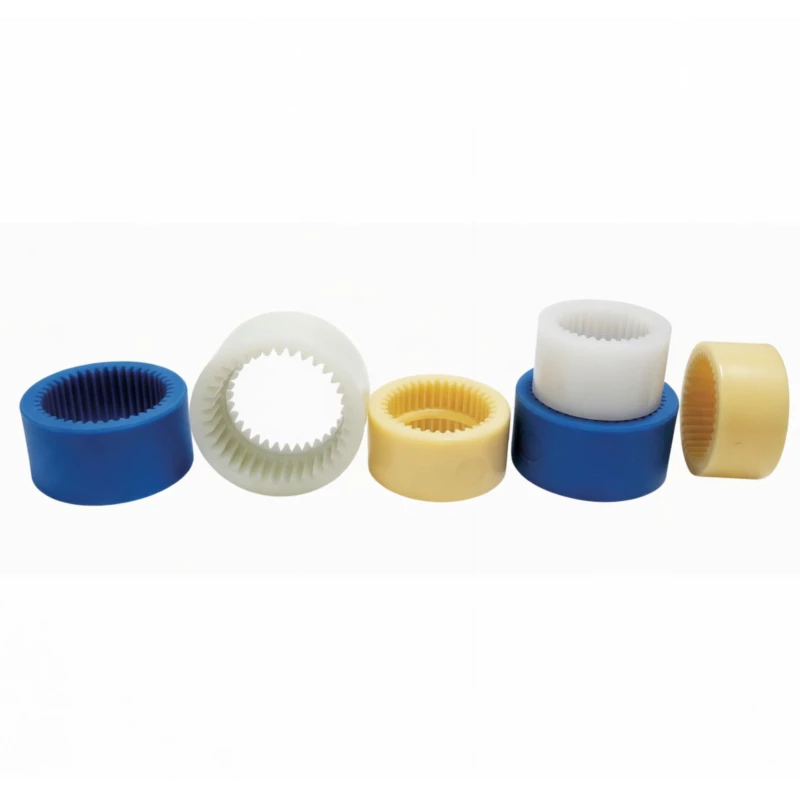 NL nylon gear flexible coupling close-up showing crowned tooth gear profile and nylon sleeve