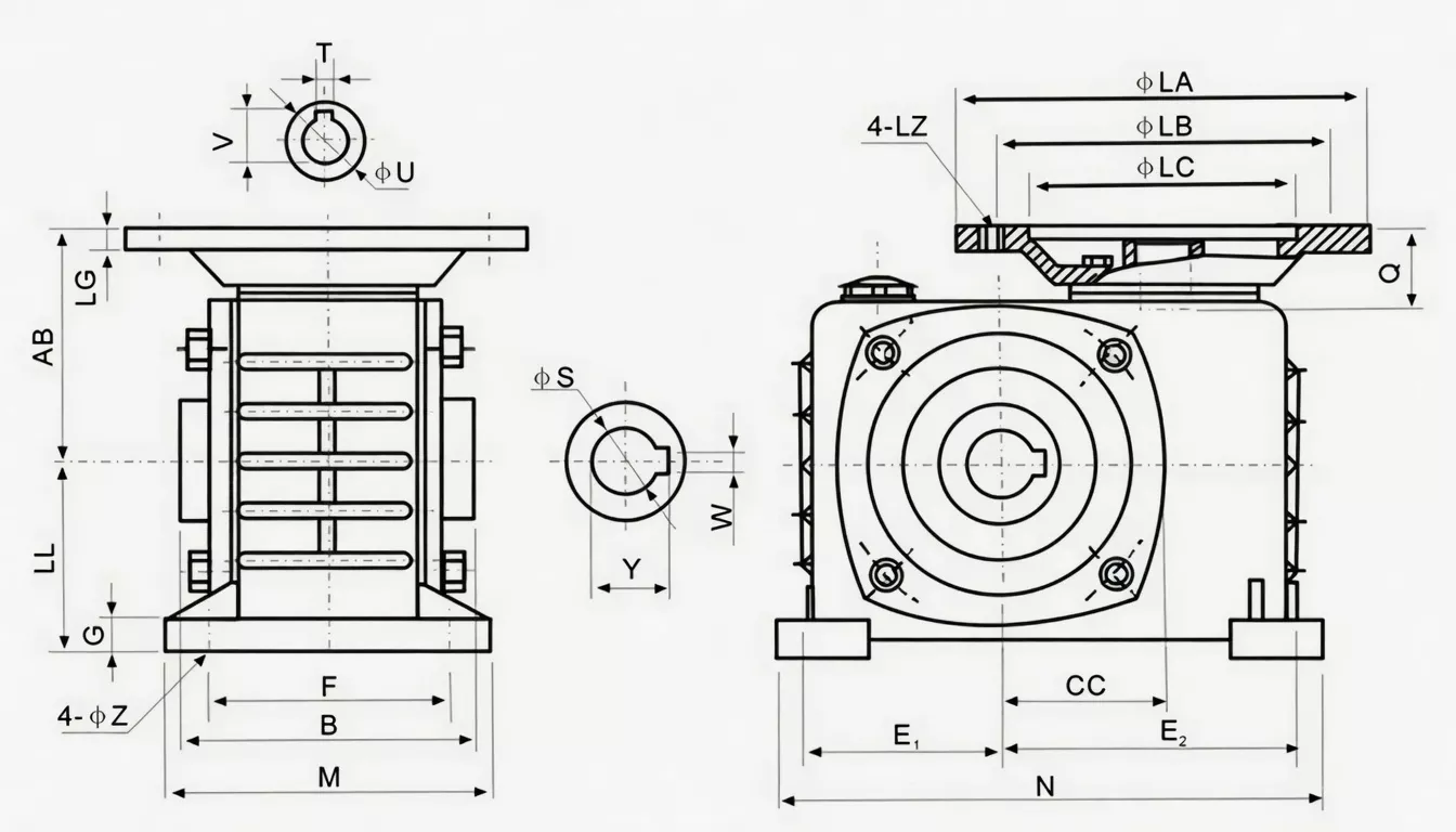 WPDKZ hollow shaft vertical output worm reducer specification