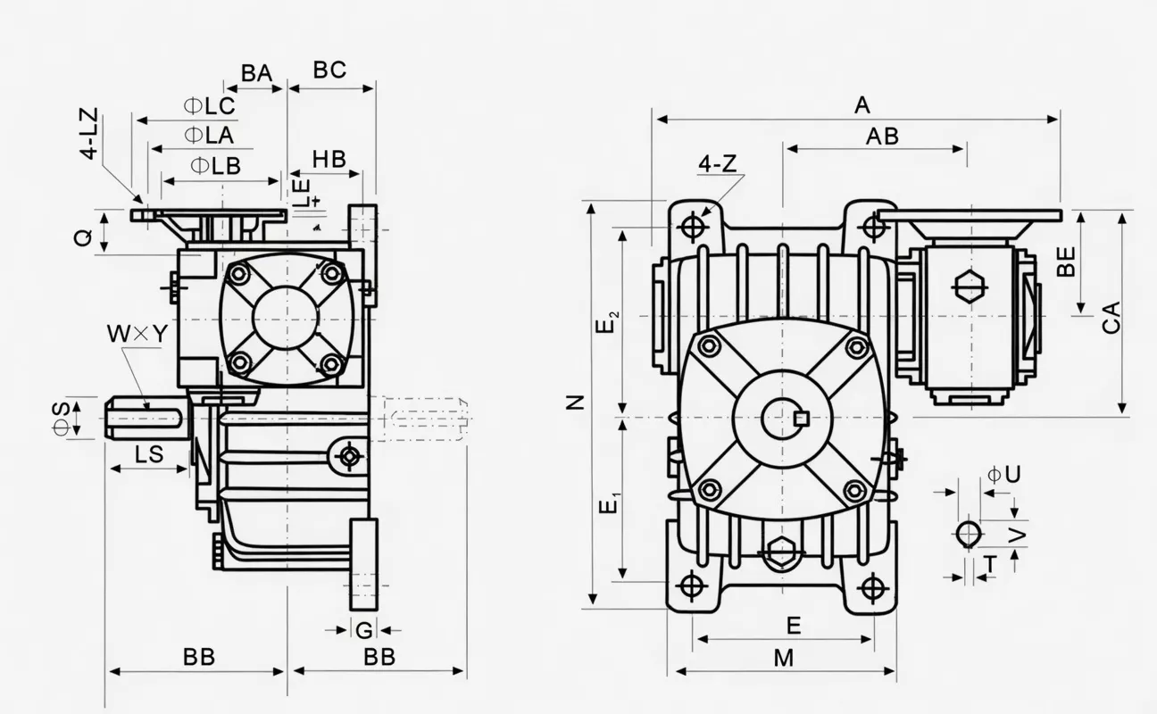 WPEDO flange-mounted vertical double speed worm reducer specification