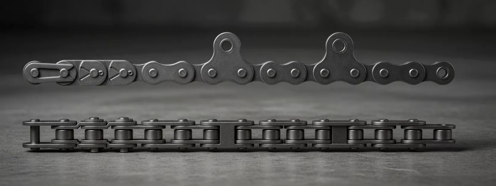 Agricultural Hoist Chain 415 Series Attachment Detail - Extended Pin and Lug Configuration