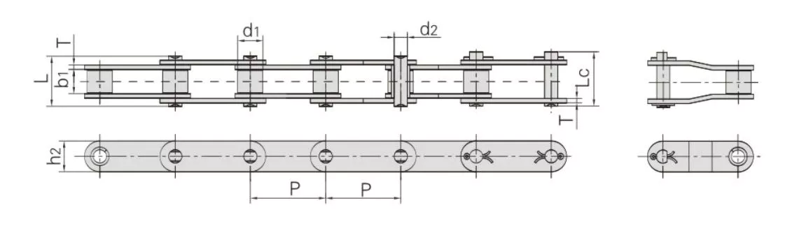 C Type Steel Agricultural Chain Engineering Dimensional Drawing