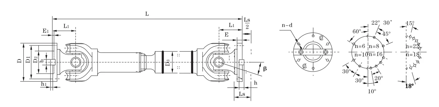 SWP-A Long Flex Type Universal Joint Coupling Specification Drawing