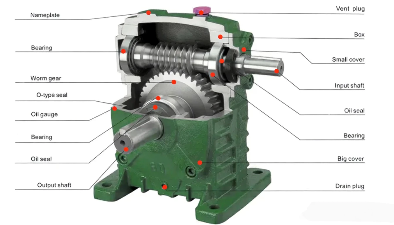 WPWS cast iron worm reducer internal structure diagram