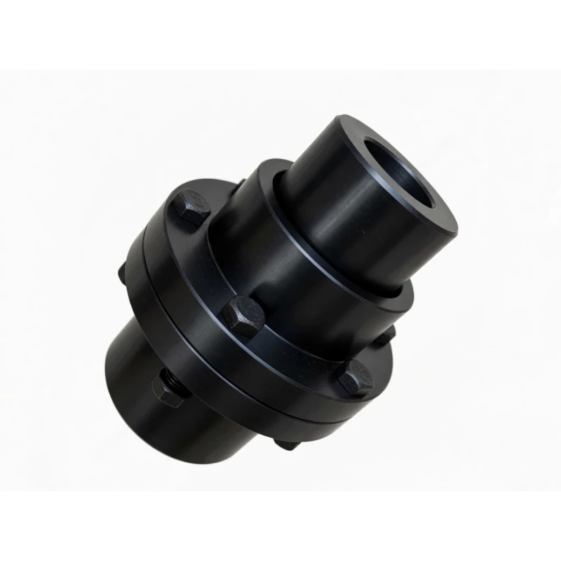 CLZ type gear coupling extended outer sleeve detail view showing sleeve length, internal gear tooth engagement zones at both ends, lubrication port, and sleeve end seal arrangement