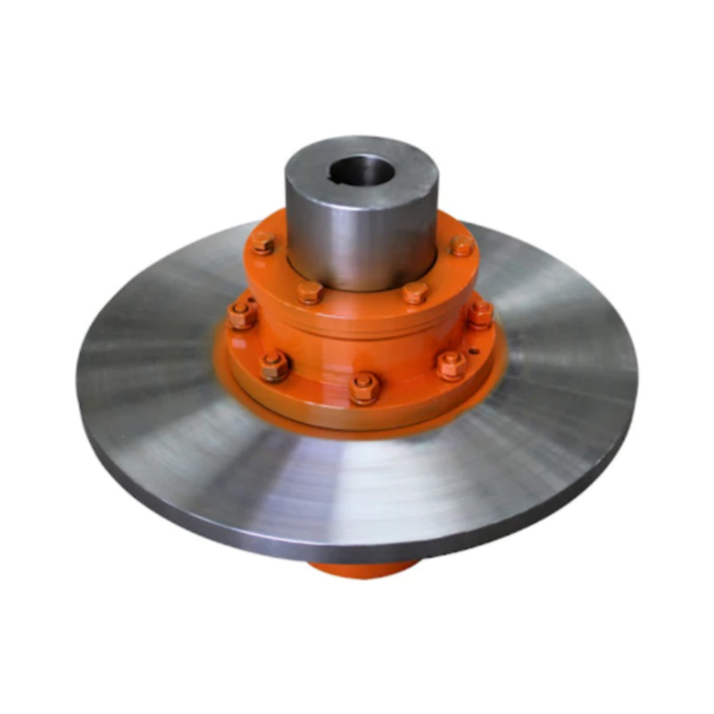 WGP drum shape gear coupling with brake disc assembled view showing flat disc and caliper interface