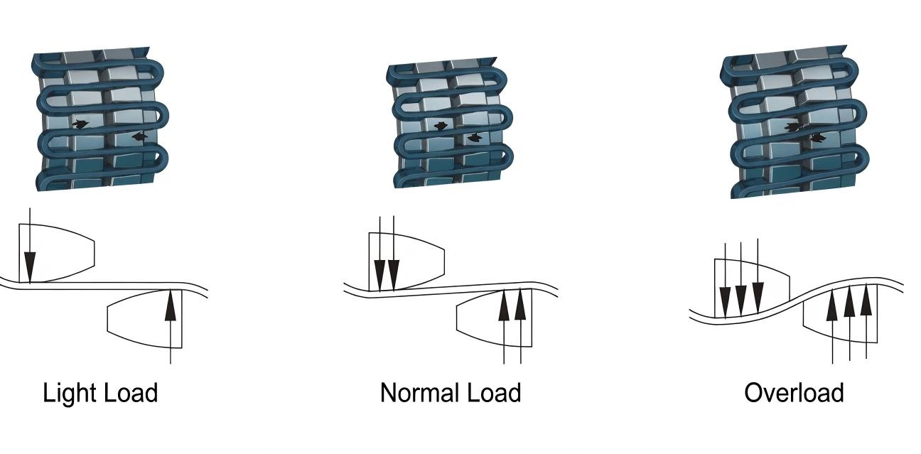 Grid coupling performance under different load conditions - running load, normal load, and heavy impact load