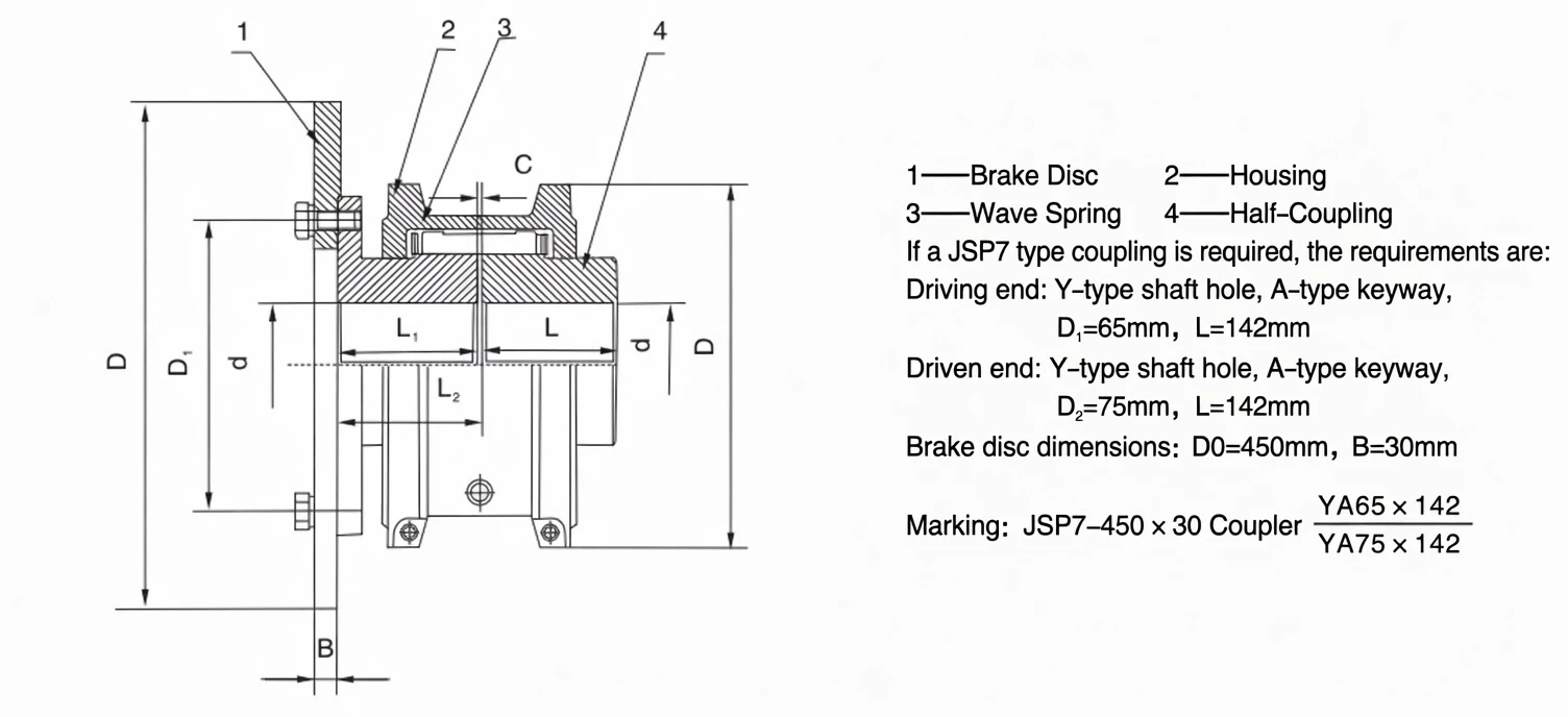 JSP brake disc grid coupling dimensional reference