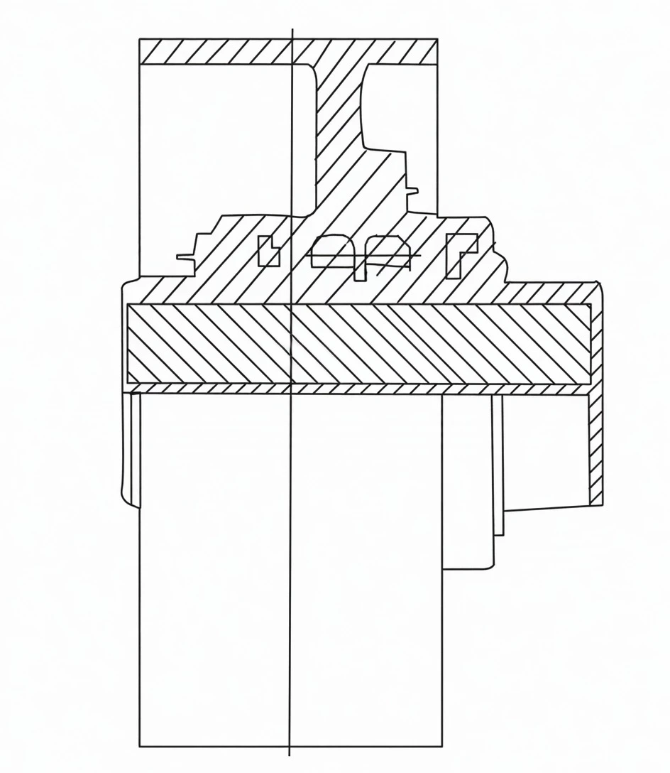 JSZ brake wheel grid coupling cross-section and brake drum drawing