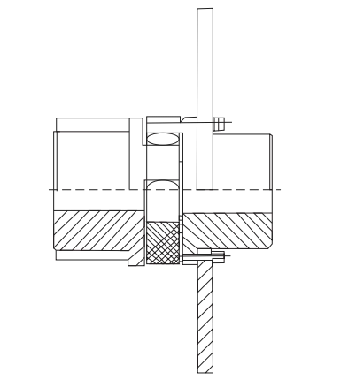 P Type disc brake jaw coupling showing integrated brake disc hub with disc brake caliper mounting arrangement
