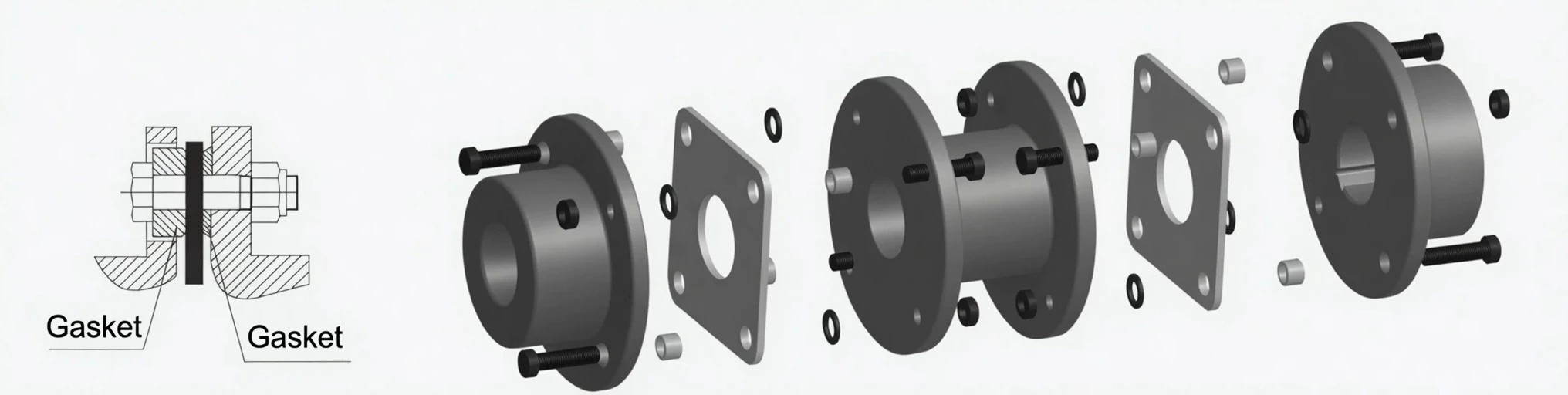 Square diaphragm coupling hub assembly structure cross-section