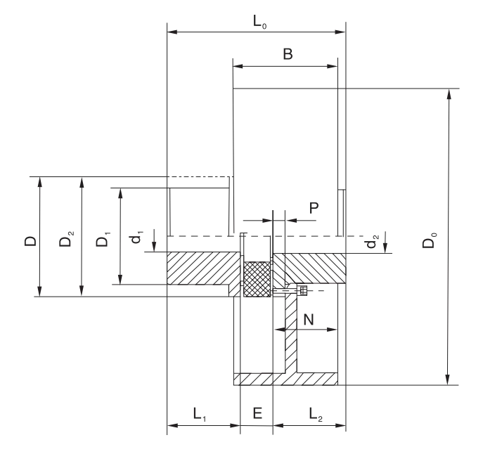 Z Type Drum Brake jaw coupling specification drawing showing drum diameter D0 width B and hub pitch P
