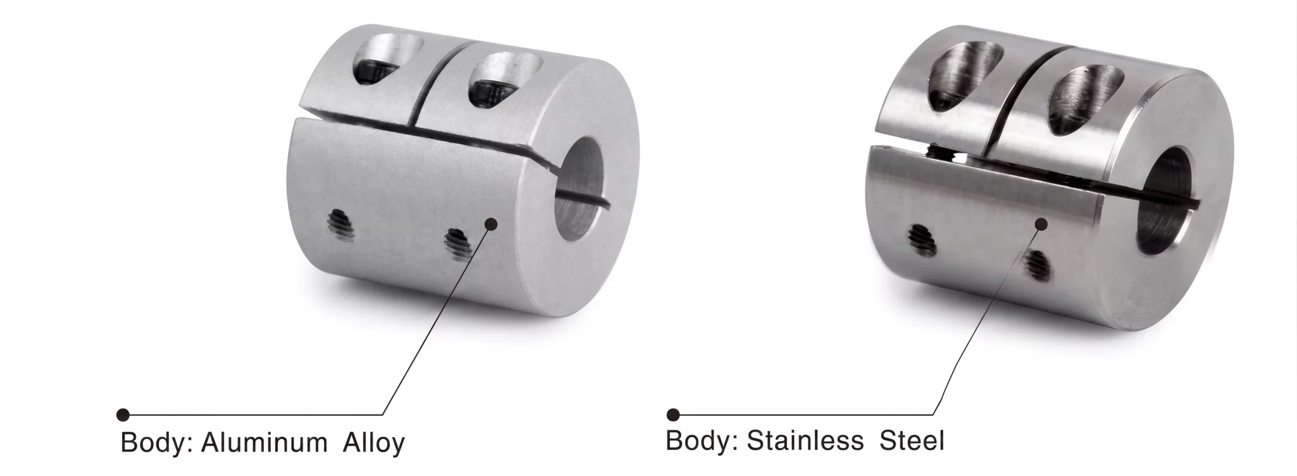 GBC7C Clamp Type Rigid Coupling material choices aluminium alloy and stainless steel