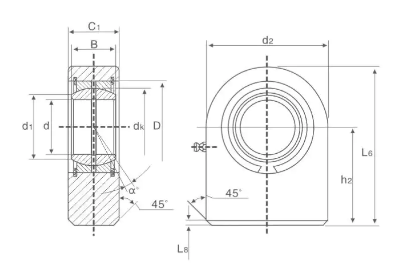 GF DO rod end bearing specification drawing