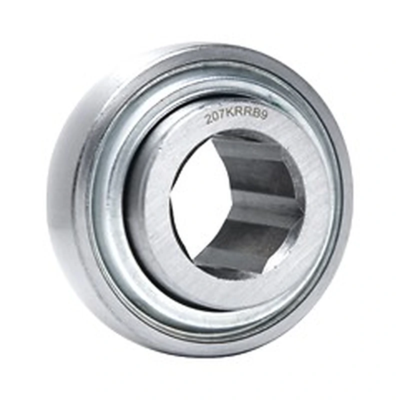 Relubricatable hex bore farm implement bearing agricultural service conveyor