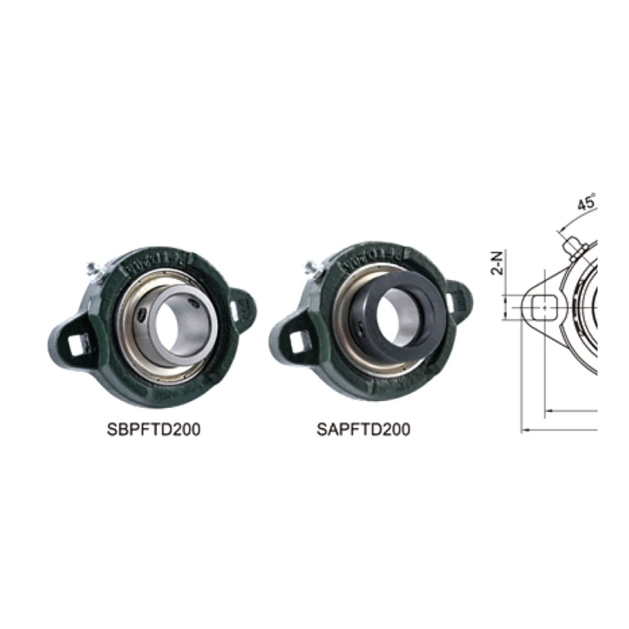 SBPFTD200 SAPFTD200 series light duty ductile iron 2-bolt oval flange bearing unit carriage bolt