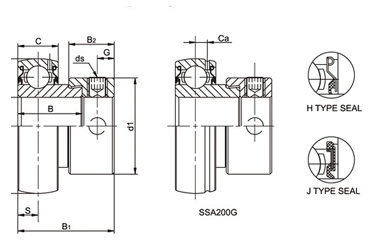SSA Corrosion Resistant Bearing Inserts dimensional reference