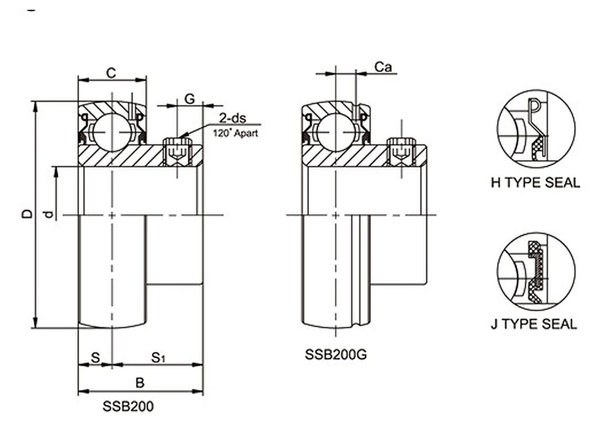 SSB Corrosion Resistant Bearing Inserts technical drawing