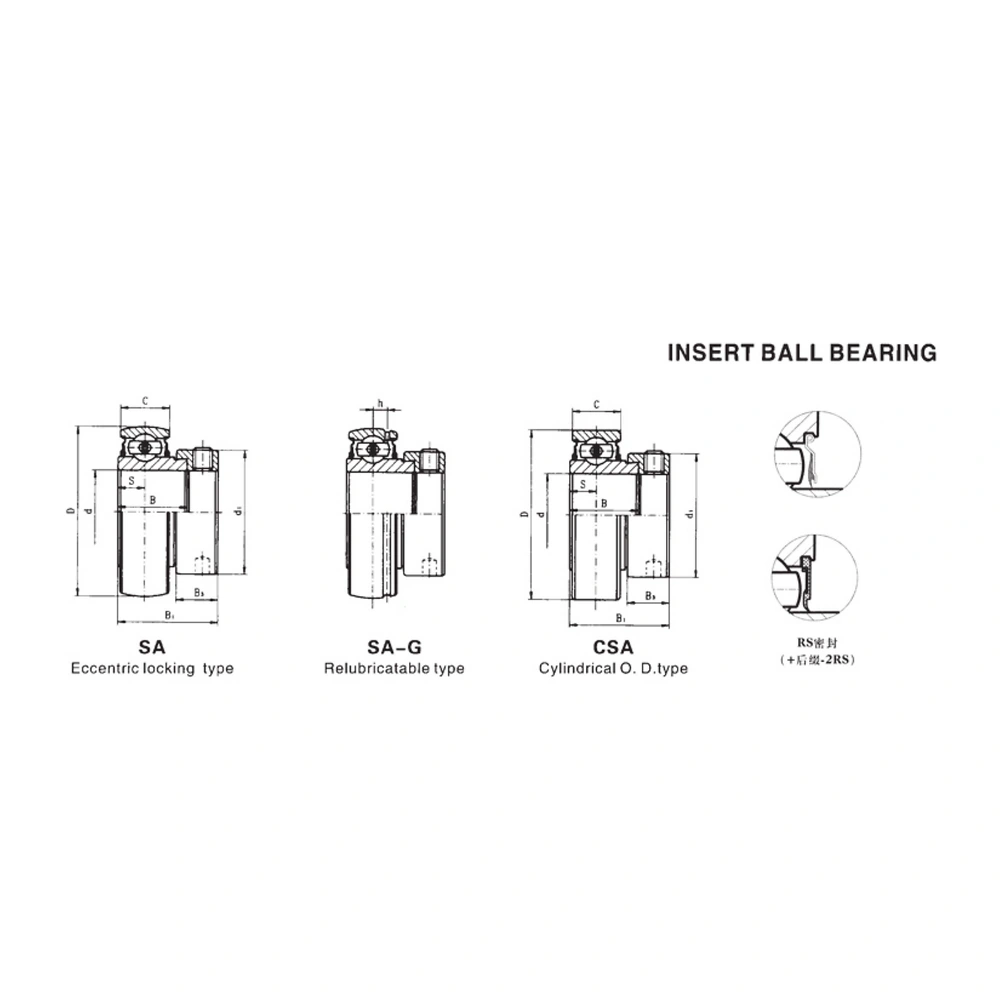 CSA insert ball bearing dimensional drawing
