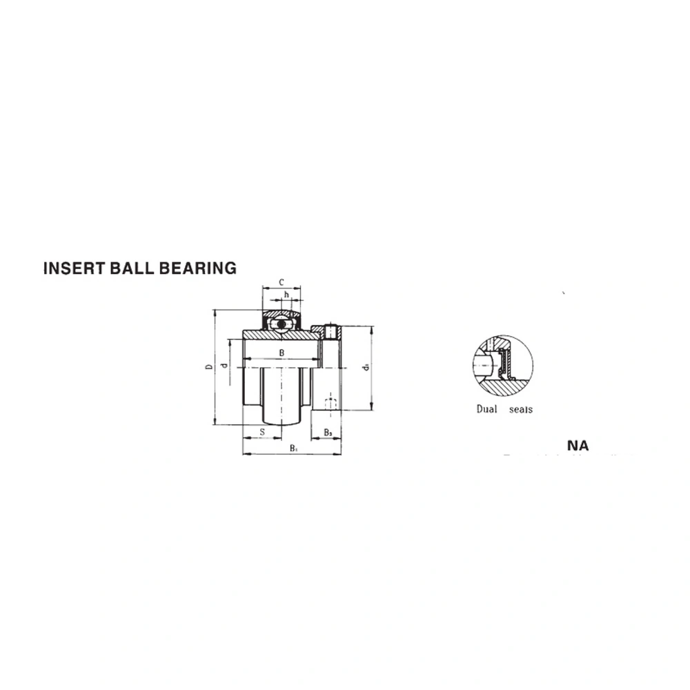 NA insert ball bearing dimensional drawing