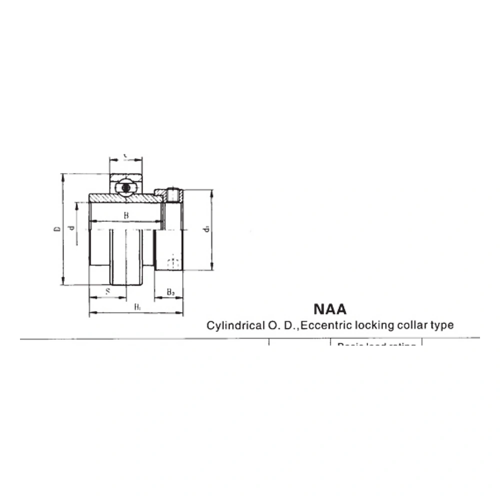 NAA insert ball bearing dimensional drawing