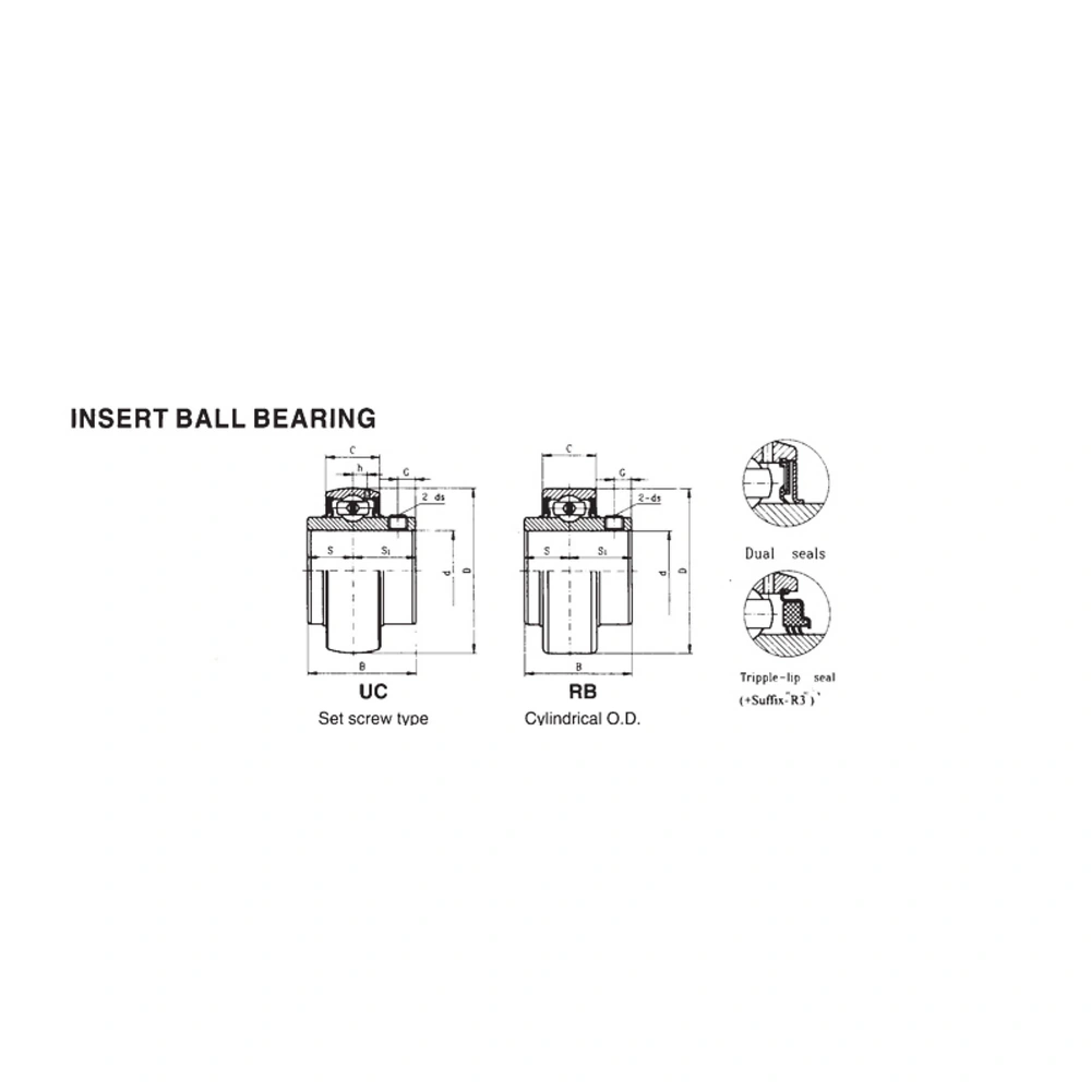 RB insert ball bearing dimensional drawing